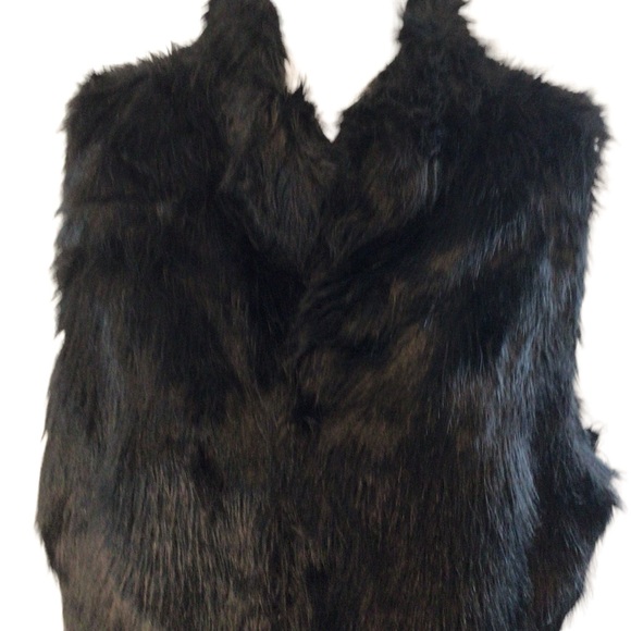 WHBM Faux Fur Vest in Black Size XL